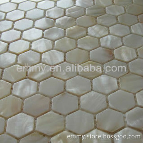 sexangle/hexagon shell mosaic tiles on mesh